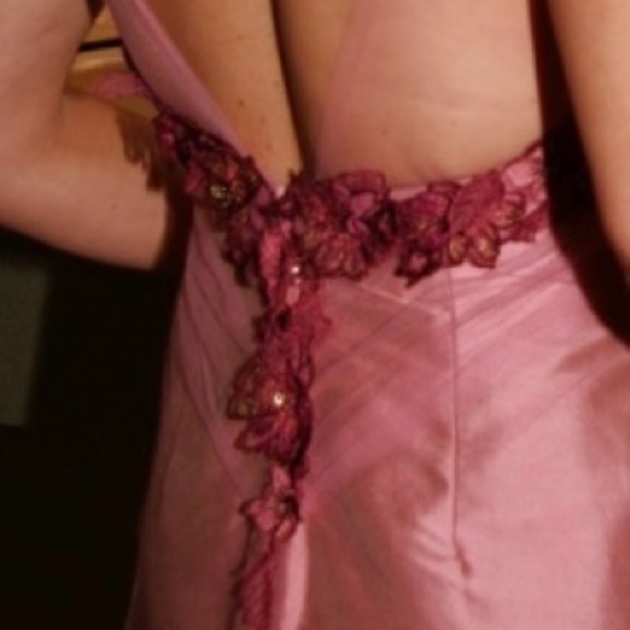 Luly Yang Couture Raspberry Creme Silk Gown - Picture 9 of 14